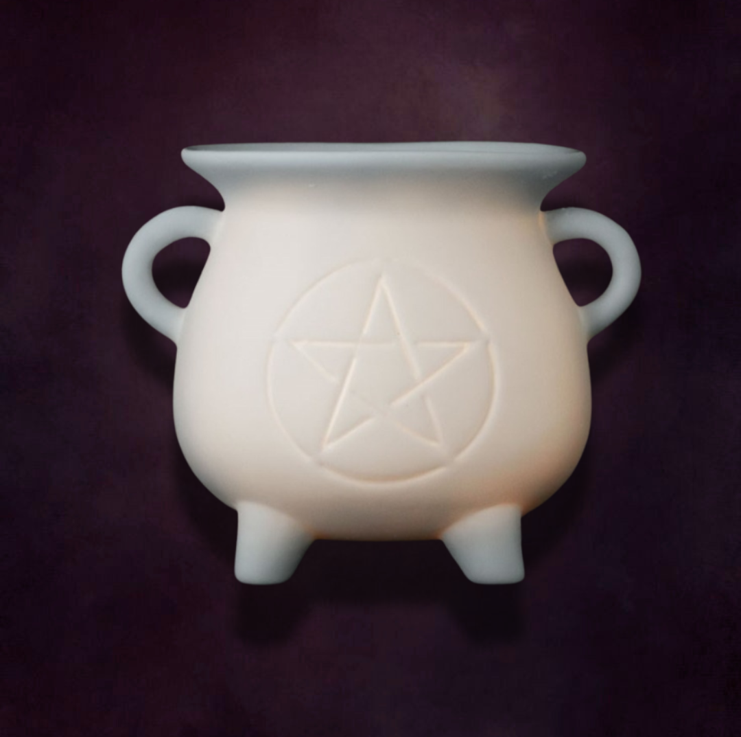 White Pentagram Cauldron Wax Warmer