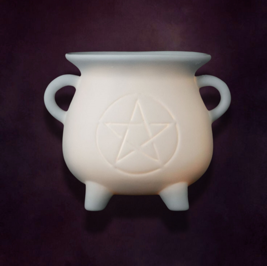 White Pentagram Cauldron Wax Warmer